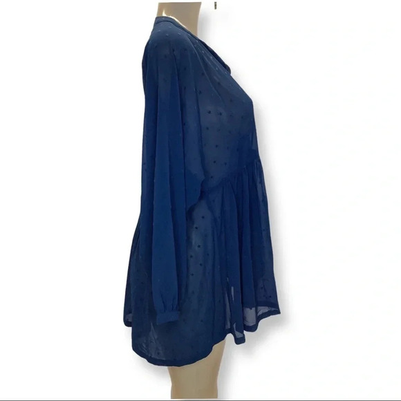 Free Generation Size Small Los Angeles Star Pattern Oversized Chiffon Blouse New - Picture 2 of 6